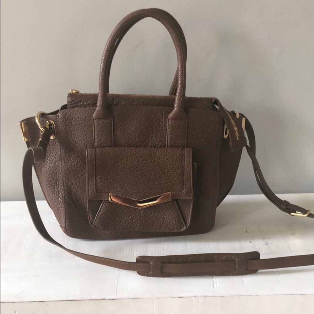 Times Arrow brown pebbled leather handbag